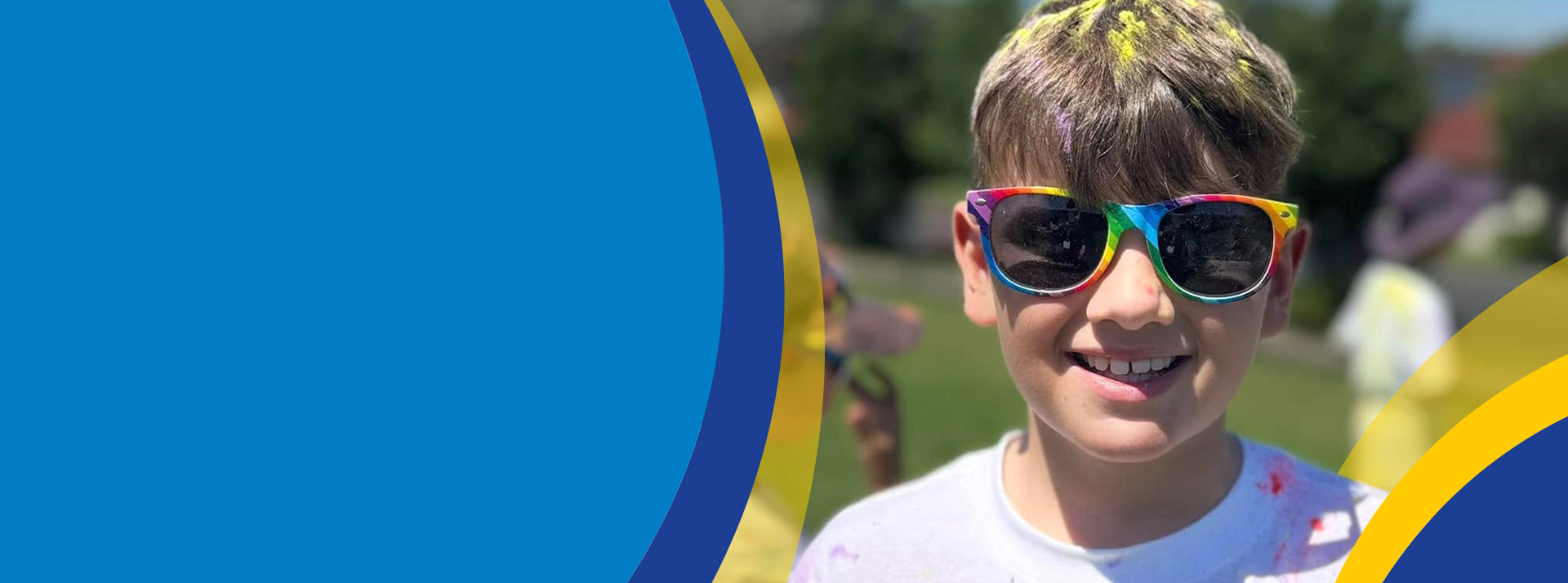 Student after a colour run at St Angela's Primary School Castle Hill