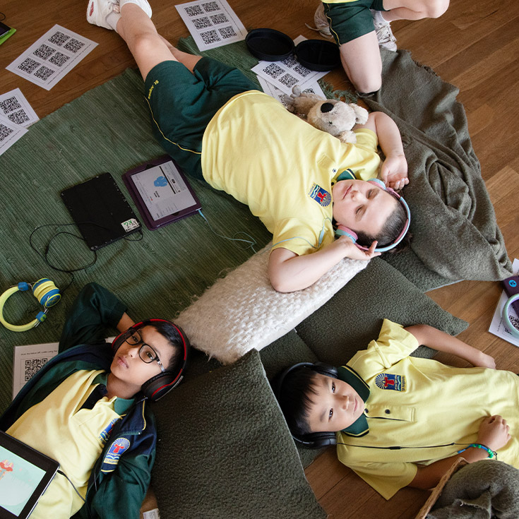 Students meditating at St Angela's Primary School Castle Hill
