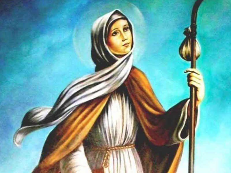 St Angela as a pilgrim